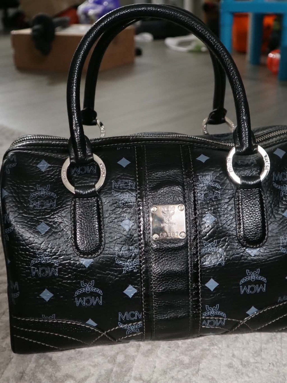 Authentic MCM Mini Boston Satchel in Black Visetos - Picture 9 of 11